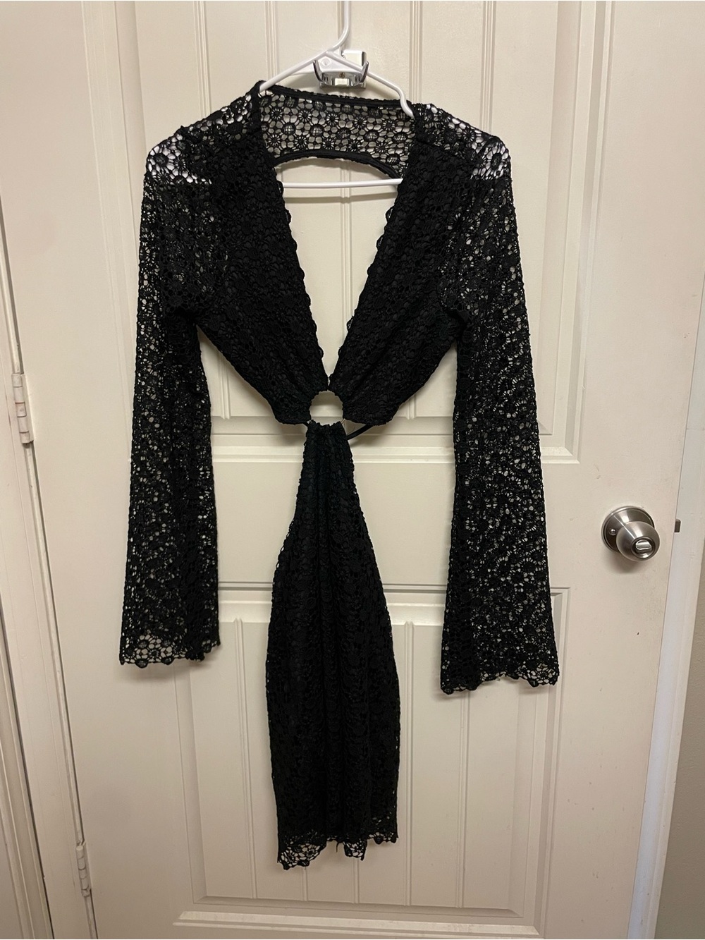 Windsor Black Lace Asymmetrical Tie-Front Dress